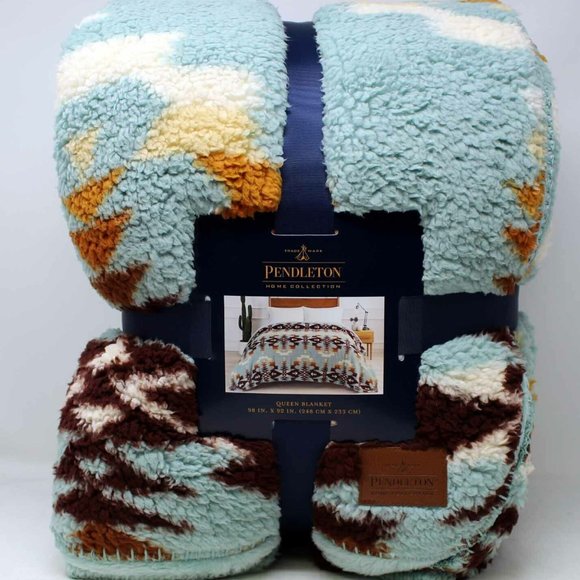 Pendleton Blanket QUEEN Soft & Cozy Sherpa Fleece Reversible Washable NWT - Picture 14 of 16